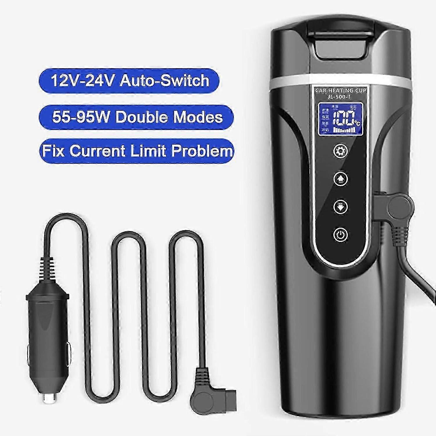 Bouilloire électrique de voiture 12V/24V, acier inoxydable 304, écran LCD, portable pour les voyages