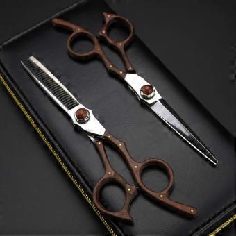 6 Inch VG10 Japanese Steel Hair Cutting Scissors with Sandalwood Handle, Professional Barber Set