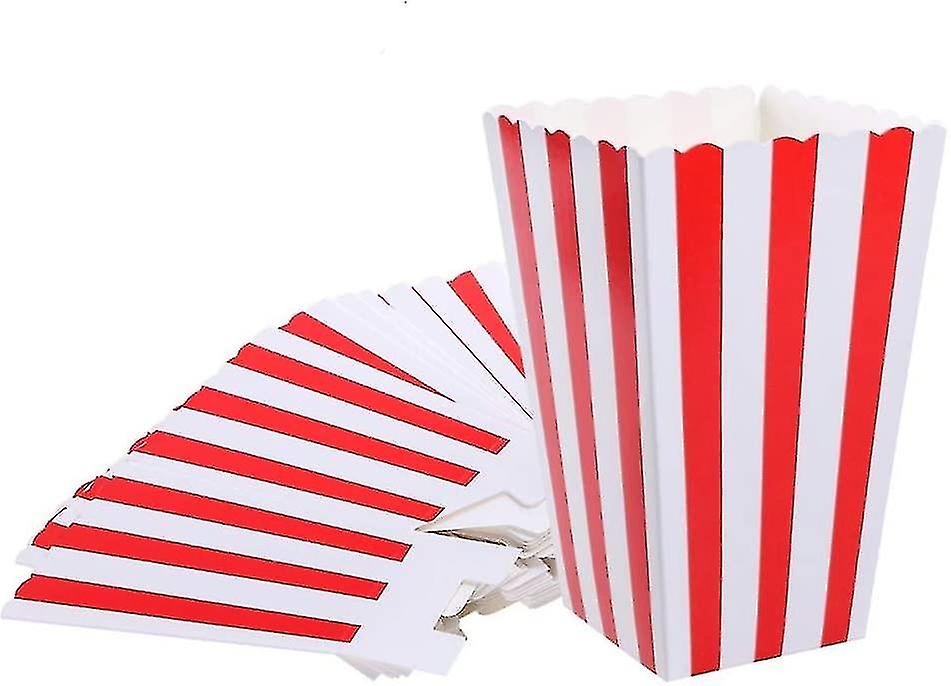 50pcs Red Striped Popcorn Boxes Carnival Parties Mini Paper Popcorn And Candy Containers