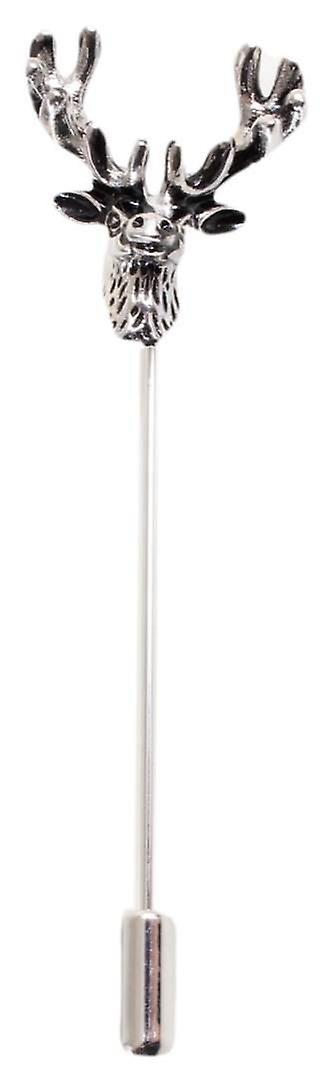 David Van Hagen Stag Head Lapel Pin - Silver