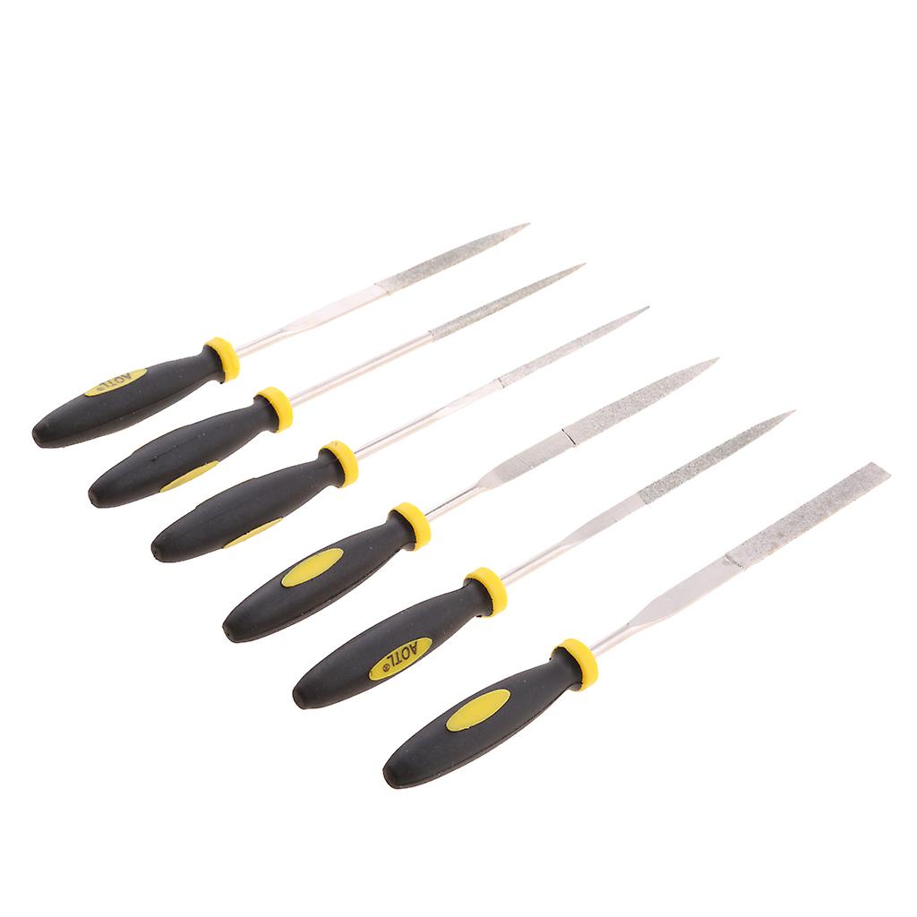 6 Pieces 6-Inch Diamond File Set Flat Triangle Half Round File, 6 Types