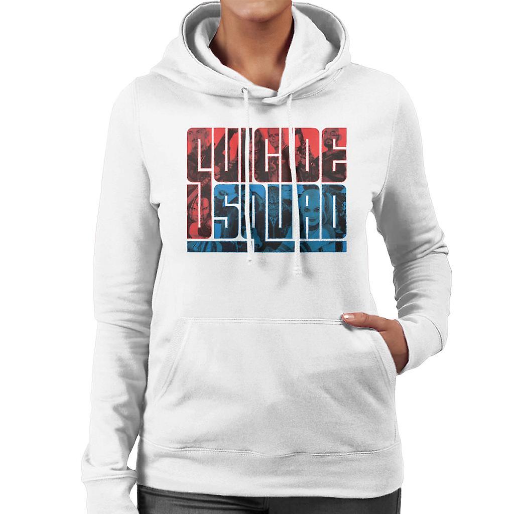 Suicide Squad Red Blue Text Women's Hooded Sweatshirt