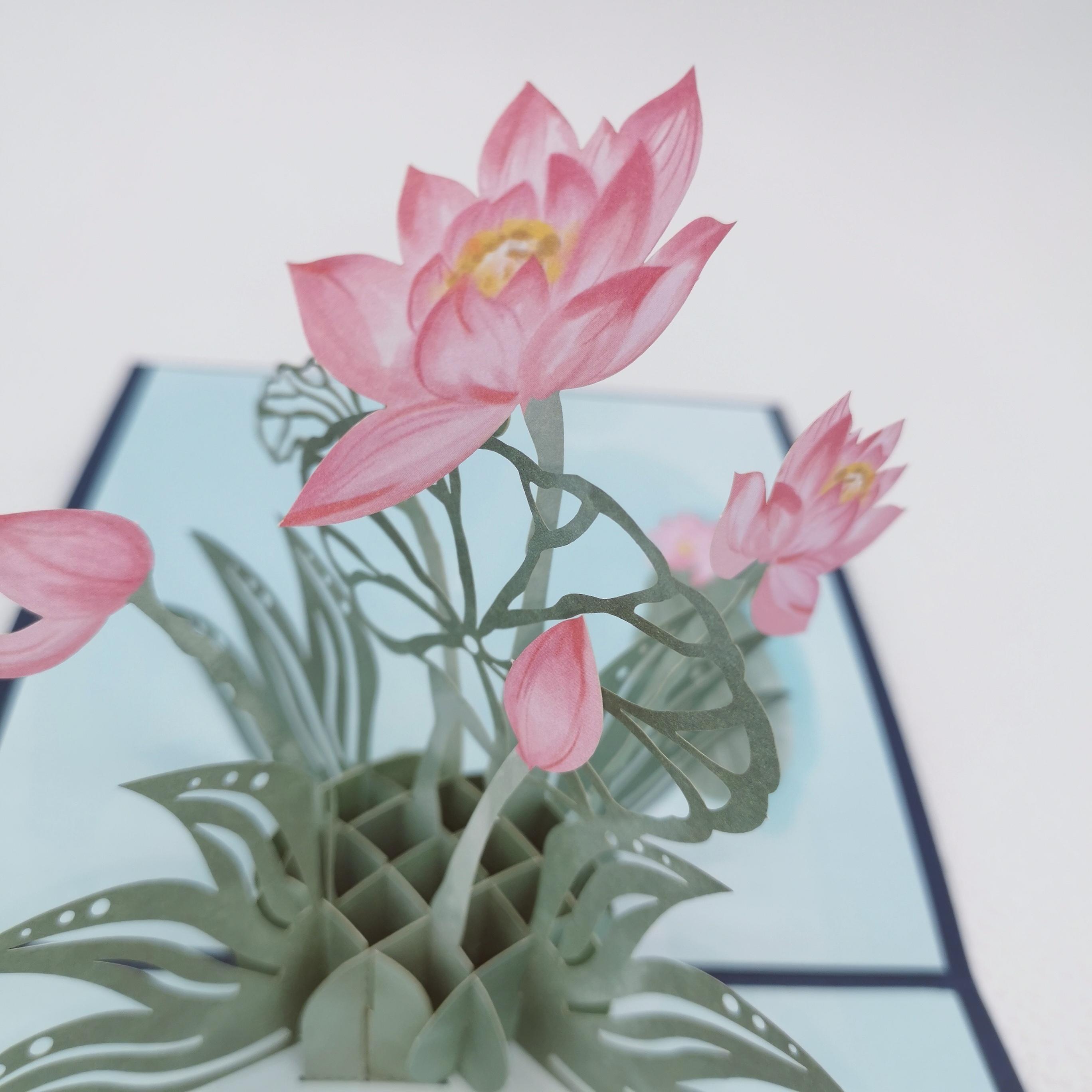 Beautiful 3d Lotus Pop Up Greeting Card - Perfect For Birthdays  Mother S Day  And More!
