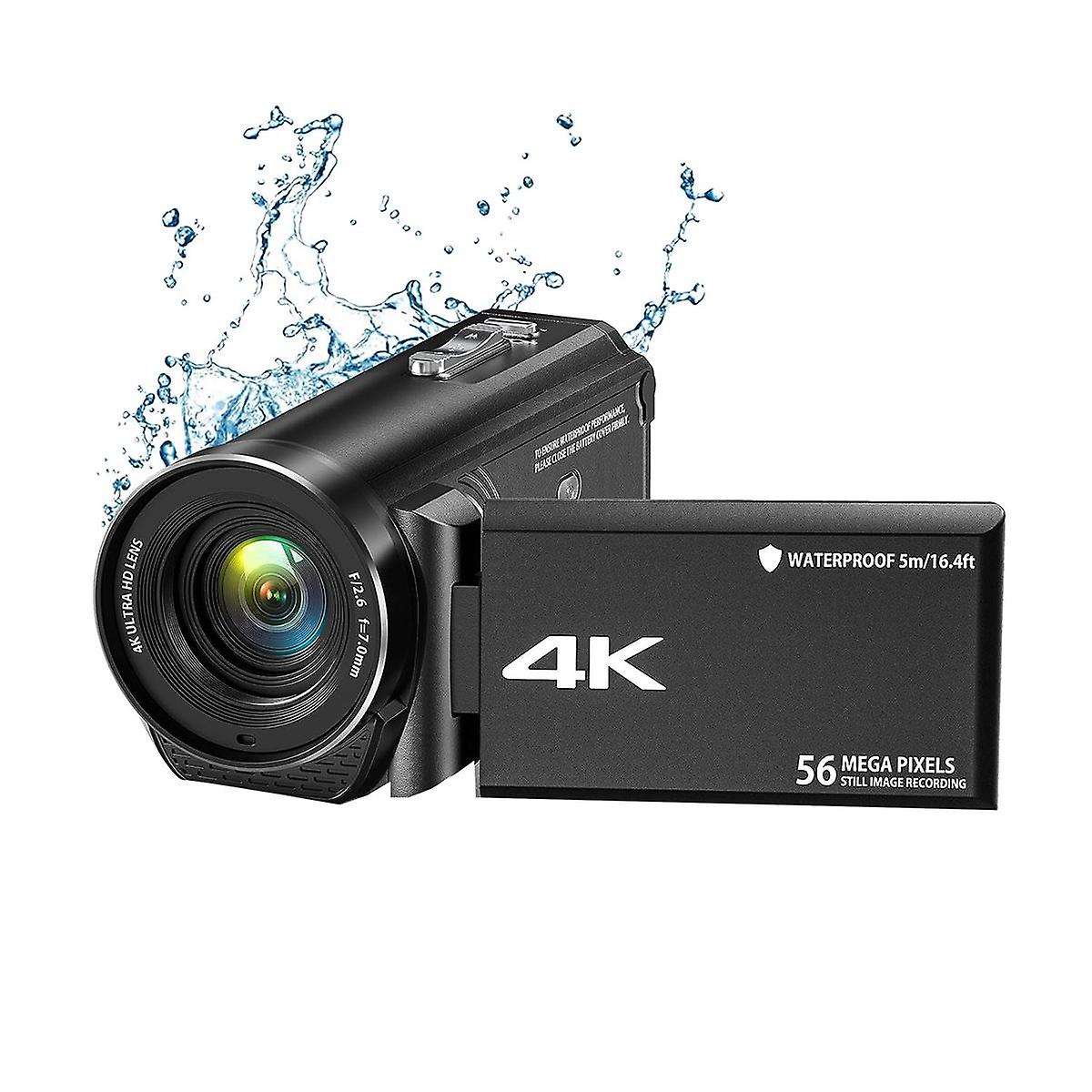 Videocamera Fotocamera 4K Ultra HD 56MP 30FPS Fotocamera, Zoom Digitale 18X Videocamera Impermeabile per Nero