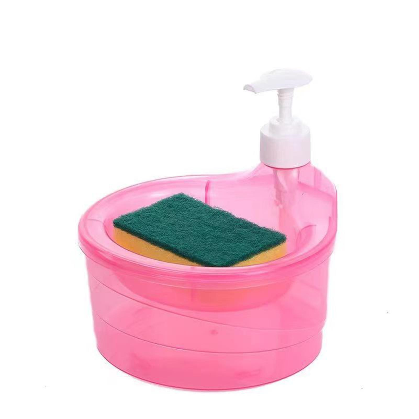 Plastic Dish Soaps Dispenser with Sponge Rack Refillable Soaps Liquid Container for Home Use