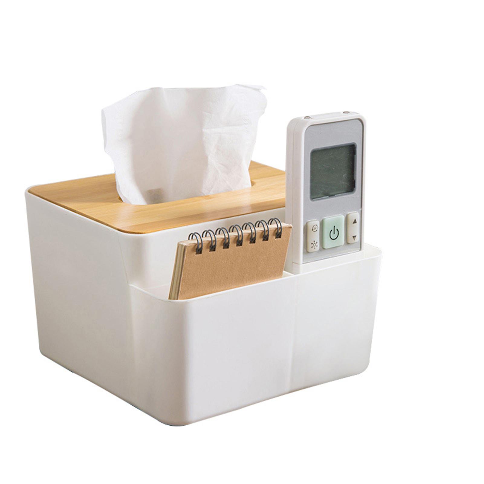 Tissue Box Cover Tablet Stand Multi-Function Organizer Remote Control Storage Box For Home Office