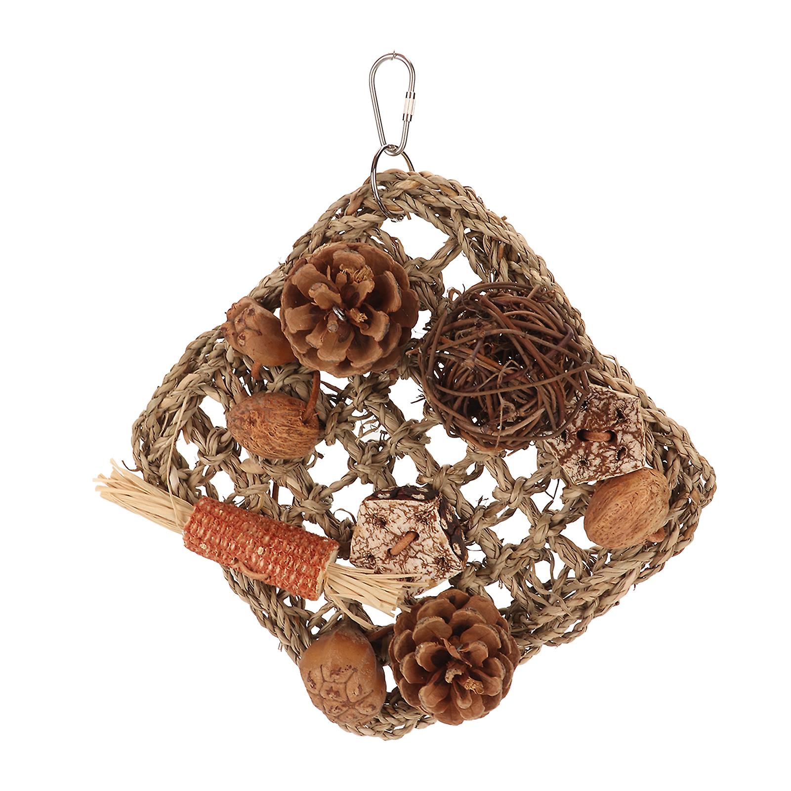 Bird Climbing Net with Pine Cones & Rattan Balls 22x27cm Toy