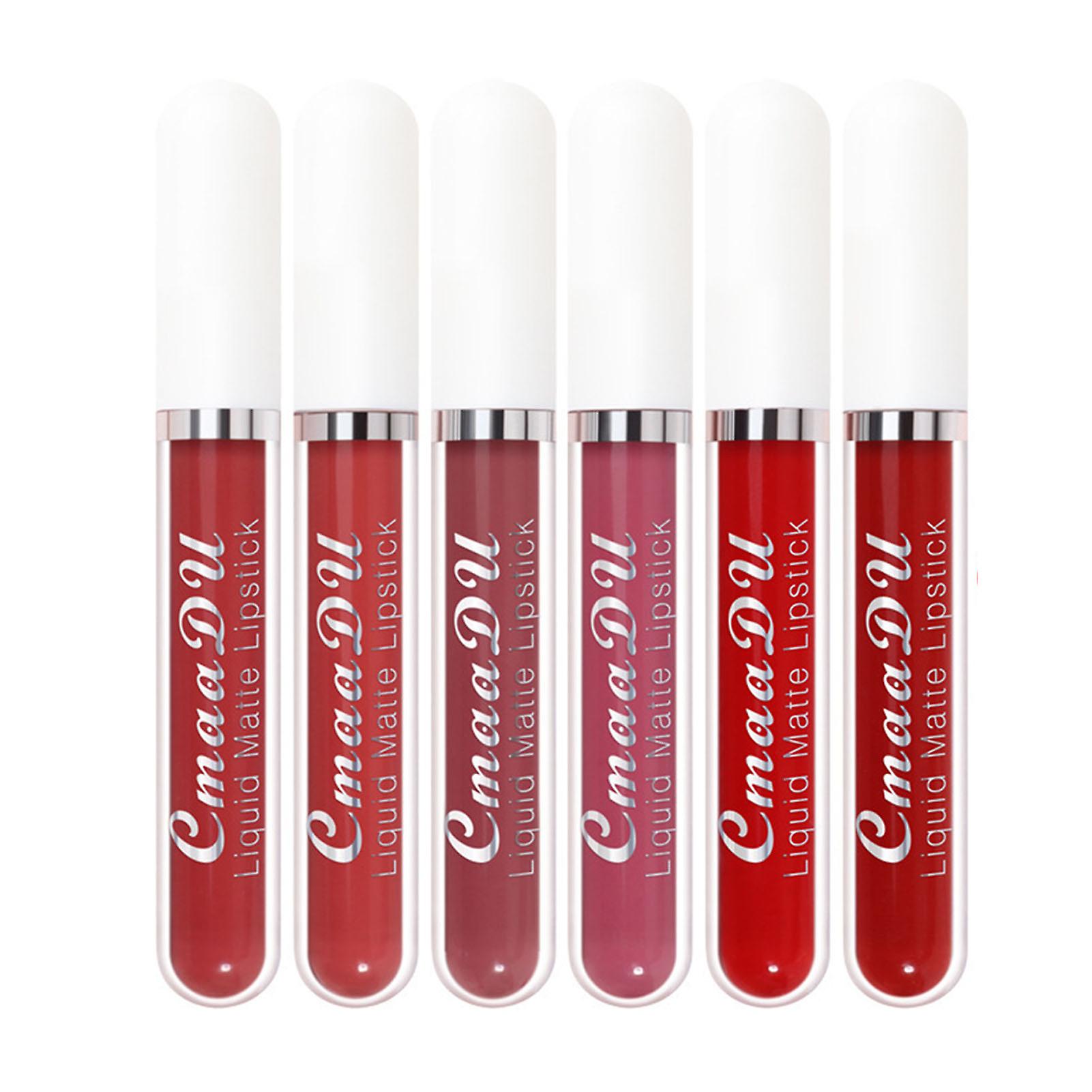 6Pcs Matte Liquid Lipstick Non Stick Waterproof Household Makeup Lip Gloss Glaze Set for Working Dating Type 1