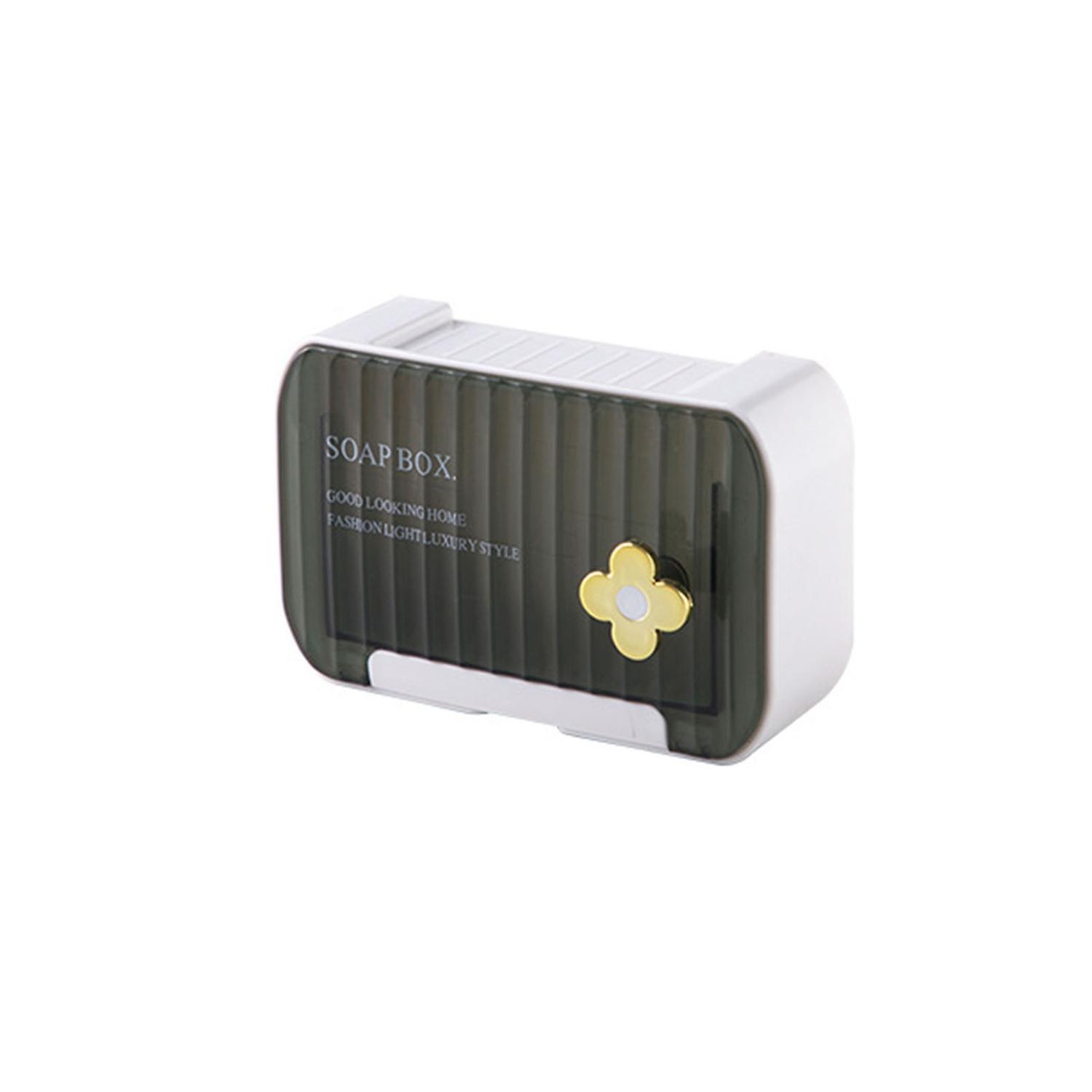 Soap Box with Lid Punch-free Waterproof Dustproof Drawer Type Multifunction Bathroom Soap Sponge Sto