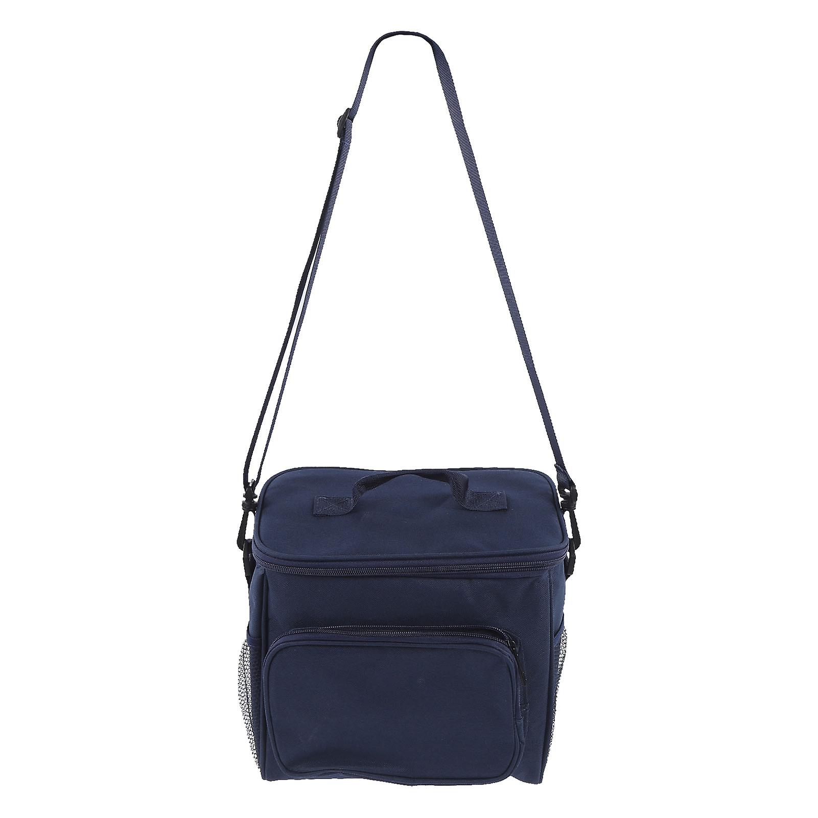 Lunch Bag Oxford Cloth Large Capacity Handheld Shoulder Thickened 2 Layer Insulated Thermal Lunch Box for Picnic Camping Blue
