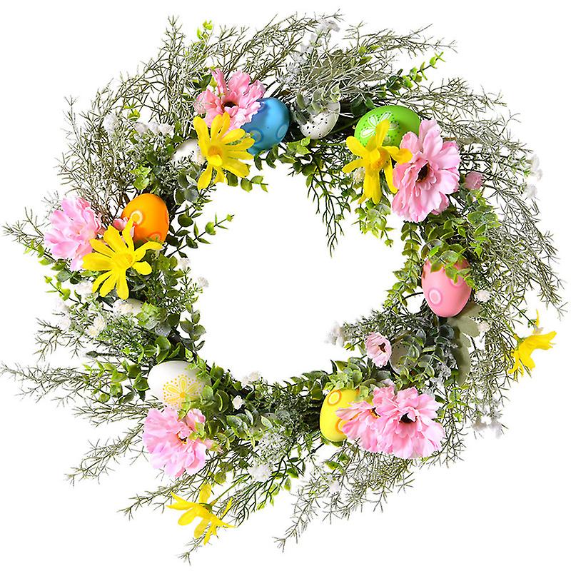 Easter Wreath Artificial Easter Egg Wreath for Front Door Easter Door Wreath Spring Wreath for Easter Decorations