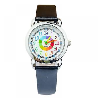 SUJI Digital watches for children boys and girls. Children's belt watch color word color circle quartz watch. Easy to read and easy to learn time (bla