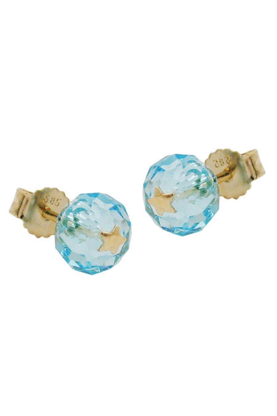 Stud Earrings Crystal Aqua Star 14k Gold - Gl431206