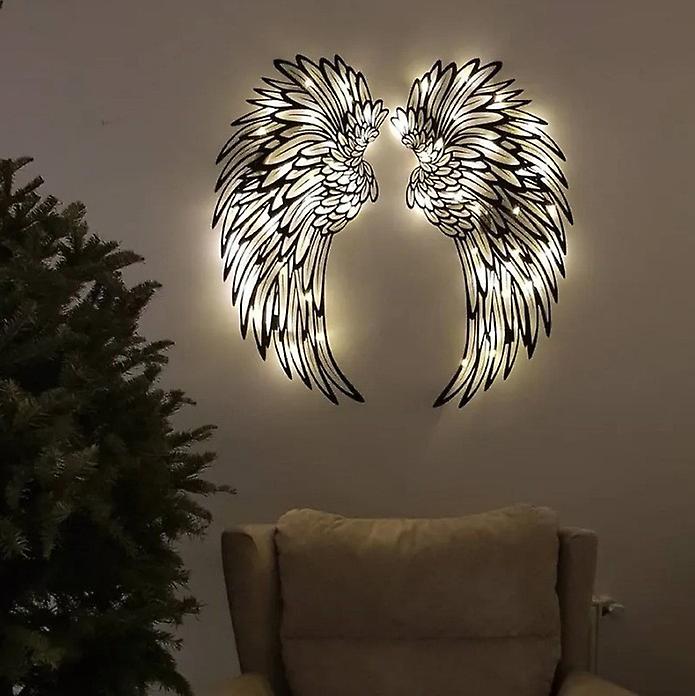 Wrought AngelWing Wall Sculpture Easy Install Illuminated Wall Arts For Bar Club