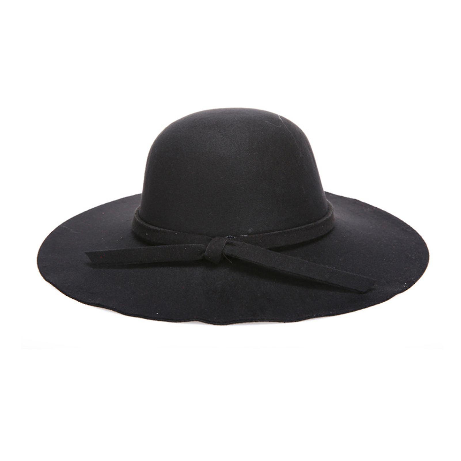 Dambalhatt Vintagestil Retro Söt Elegant Lätt Att Matcha Klassisk Bärbar Bred Brätte Rund Form Filthatt Gåva