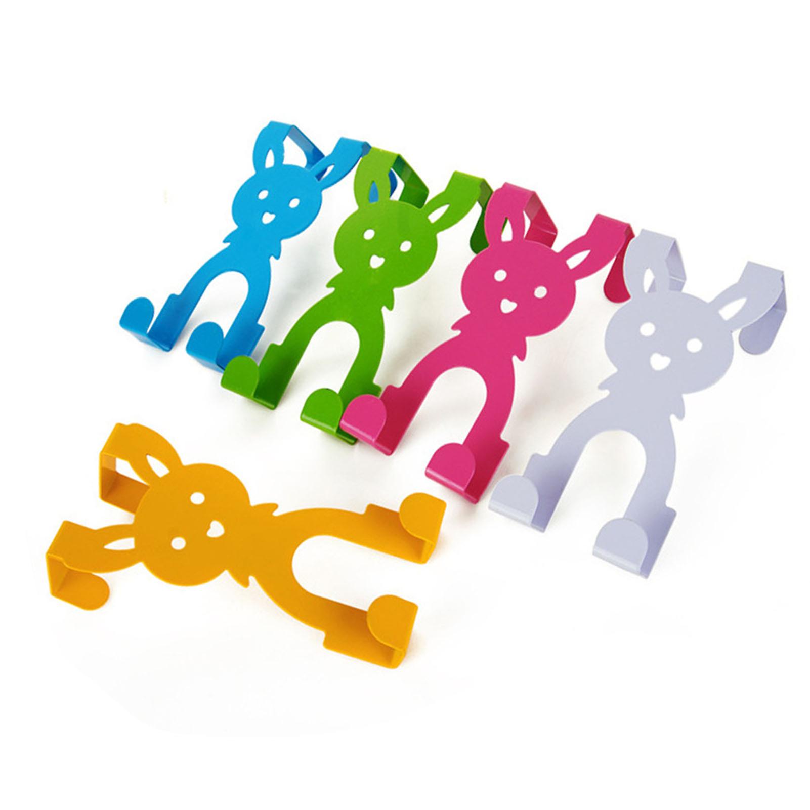 5PCS Rabbit Shape Nail-Free Iron Door Back Hooks, 375g Durable