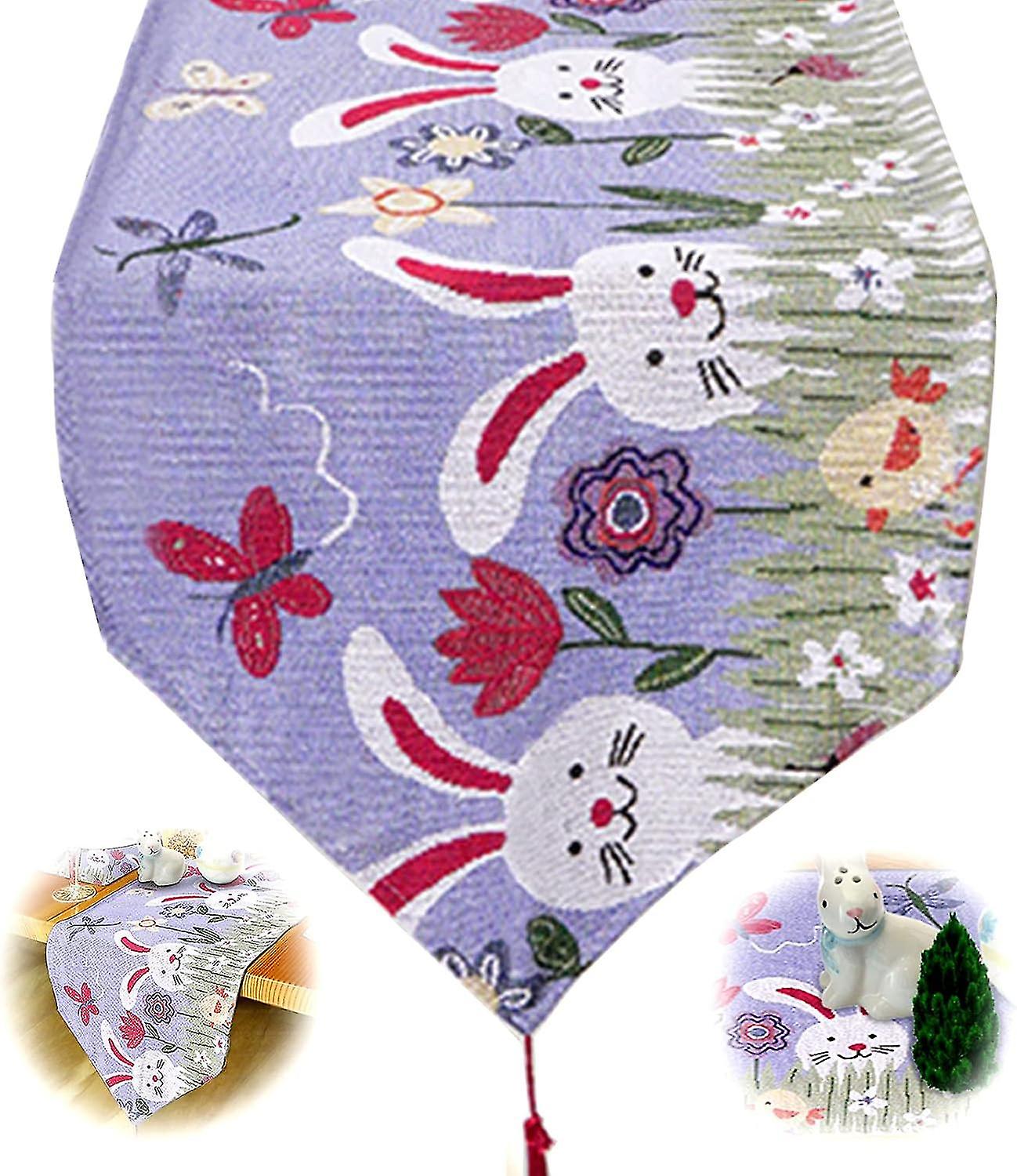Easter Decorations Tablecloth Easter Bunny Printed Tablecloth Rectangular Cover 74 x 13 in