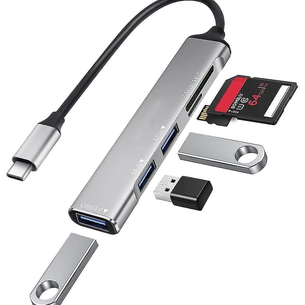 SD/Micro SD Card Reader, 5 in 1 USB C Adapter with SD/TF Card Reader, 1 USB 3.0 and 2 USB 2.0, Multi