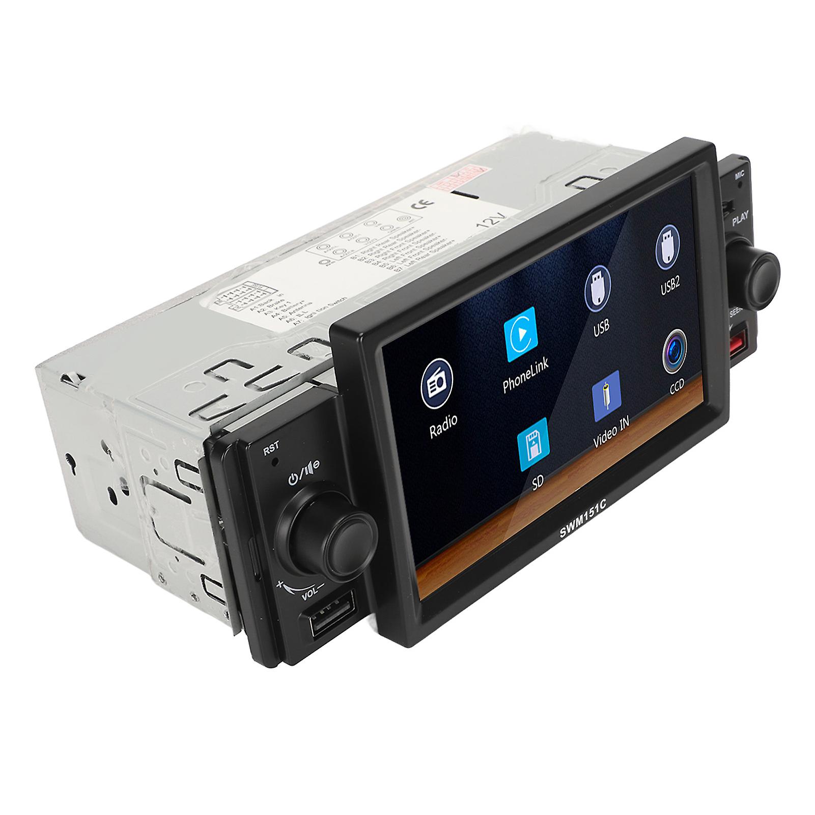 Single Din Car Stereo 5in Touchscreen with Backup Camera Bluetooth 5.1 Mirrorlink Car MP5 Player 