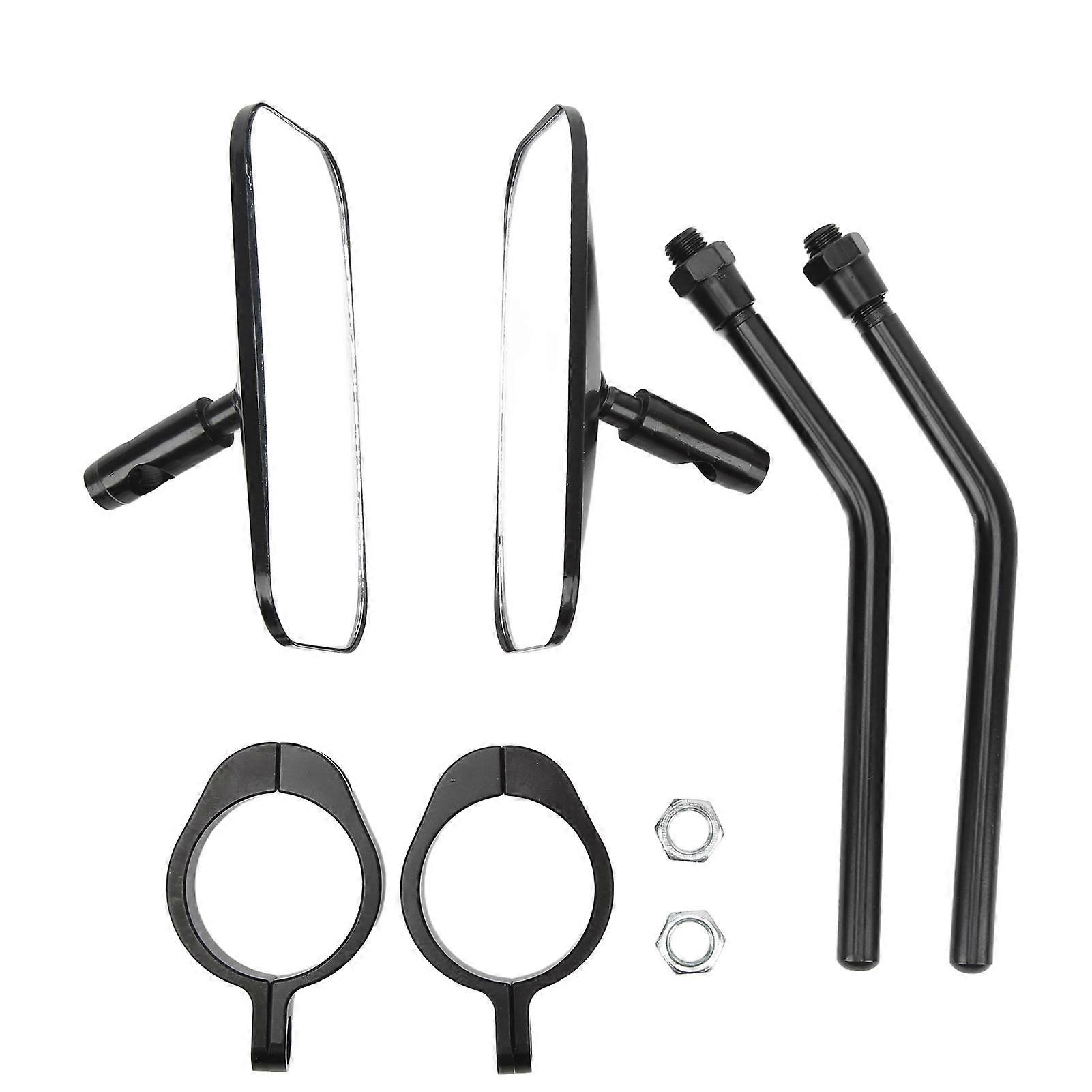 Motorcycle Rearview Mirror Square Clear Wide Angle Side Rear View Wing Mirror Kit for 38mm Inner Diameter Bumper Shock Absorber Black E2U611