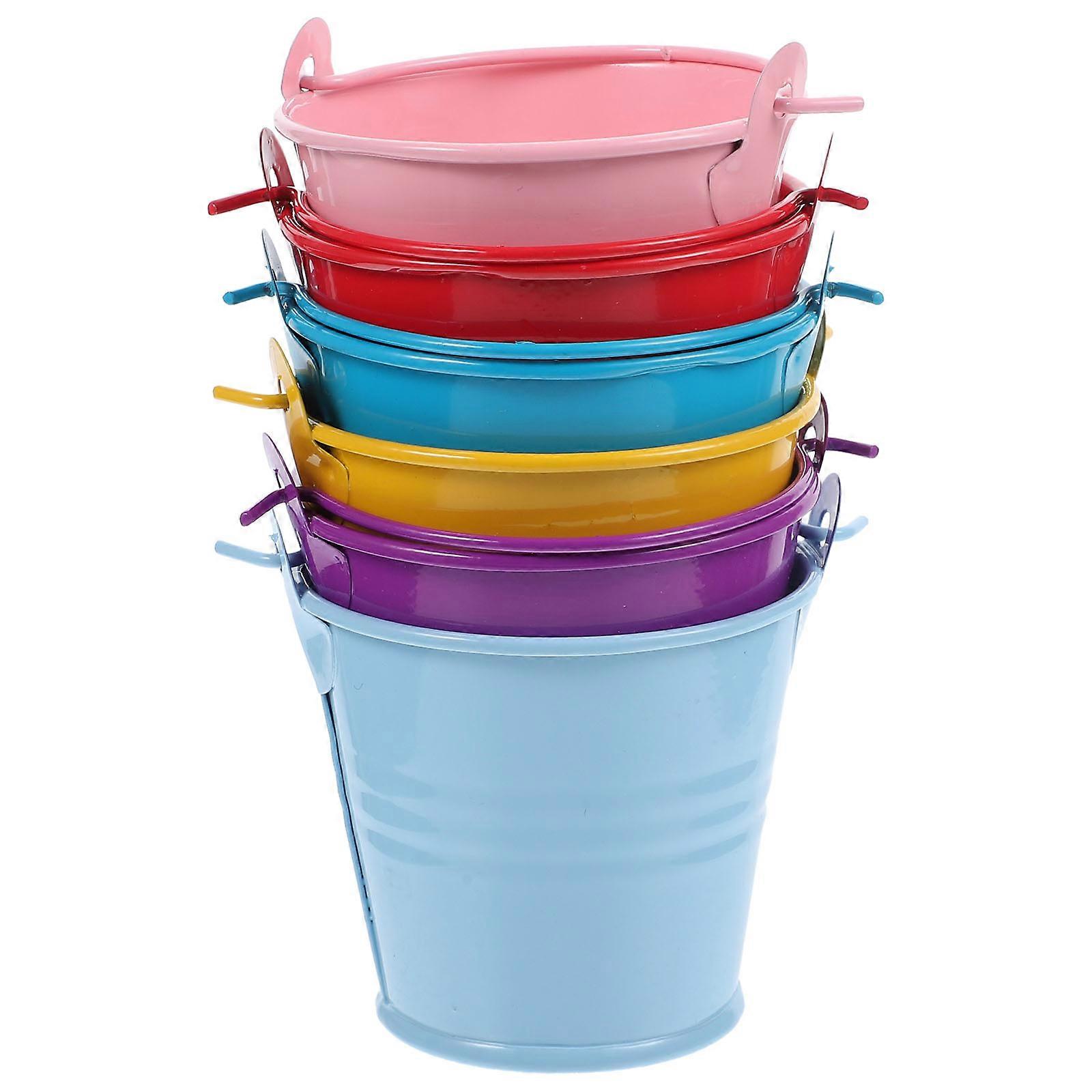 6pcs Colorful Storage Iron Bucket Multi-functional Candy Storage Bucket Small Flower Planter Bucket