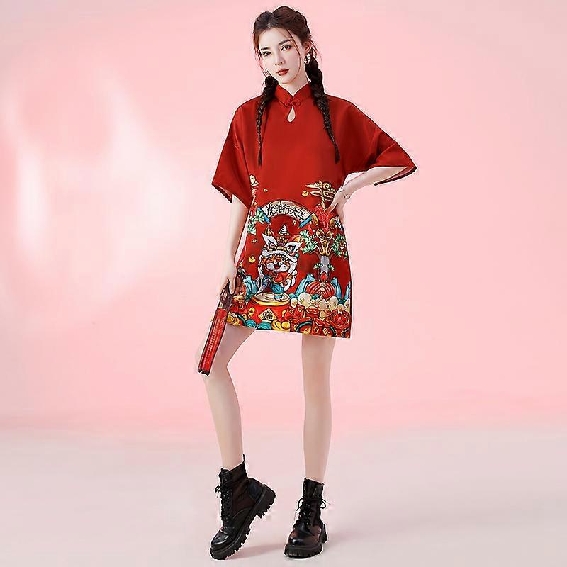 Plus Taille M-4xl Nouvelle Mode Moderne Tendance Cheongsam Robe Pour Femmes  Été Noir Manches Courtes Qipao Traditionnel Chinois Vêtements Cheongsam - Main Image