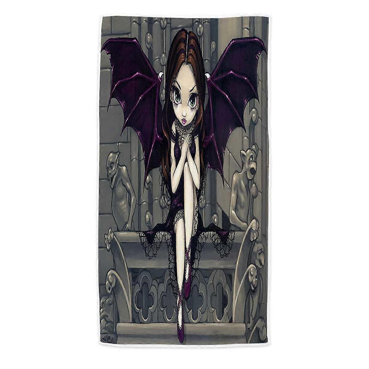 Gothic Fairy and the Gargoyles of Notre Dame Microfiber Beach Towel