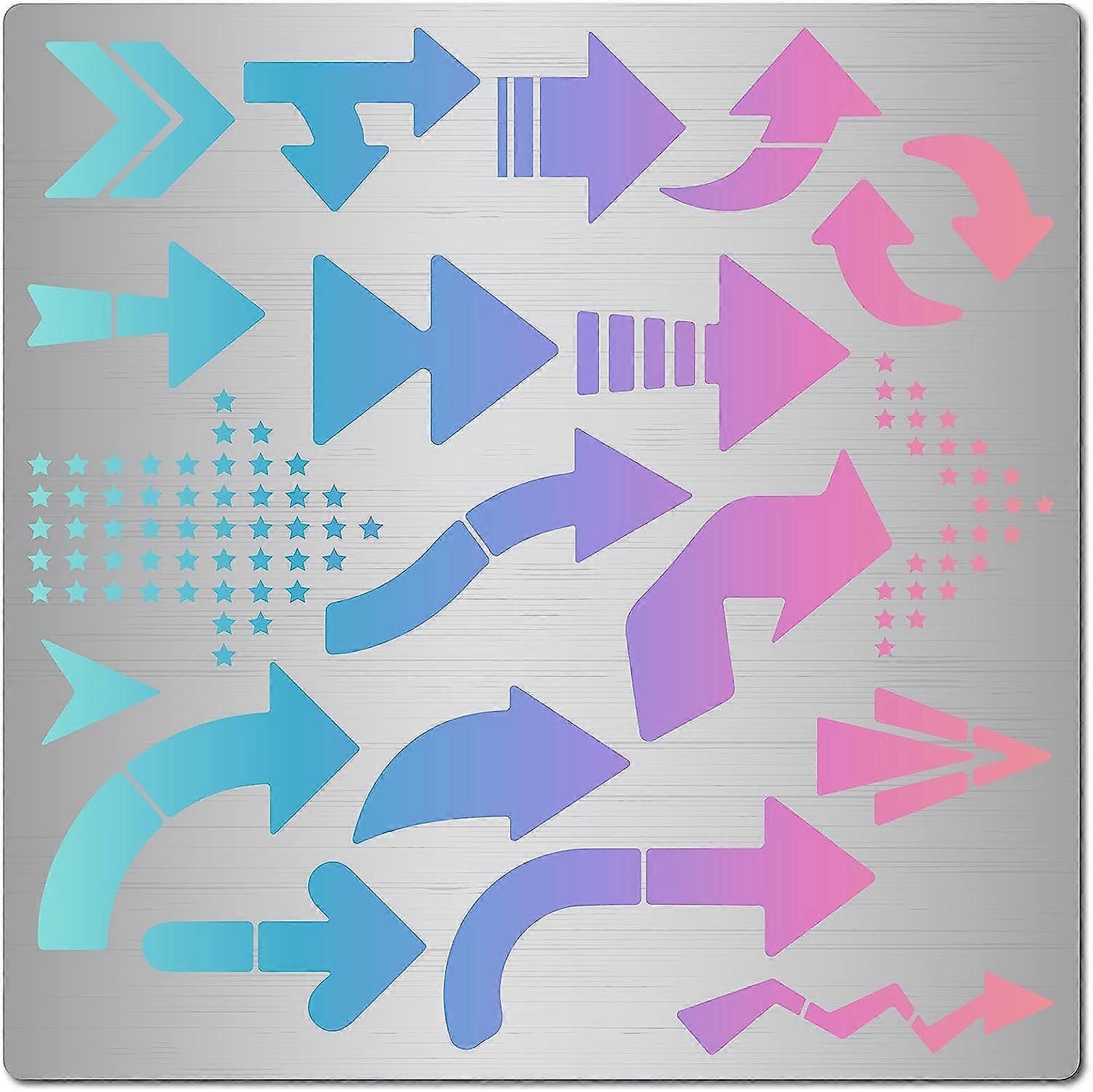6.3 Inch Arrow Pattern Metal Stencil Curved Arrows Wood Burning Stencil Reusable Return Arrow Journal Stencils Arrow