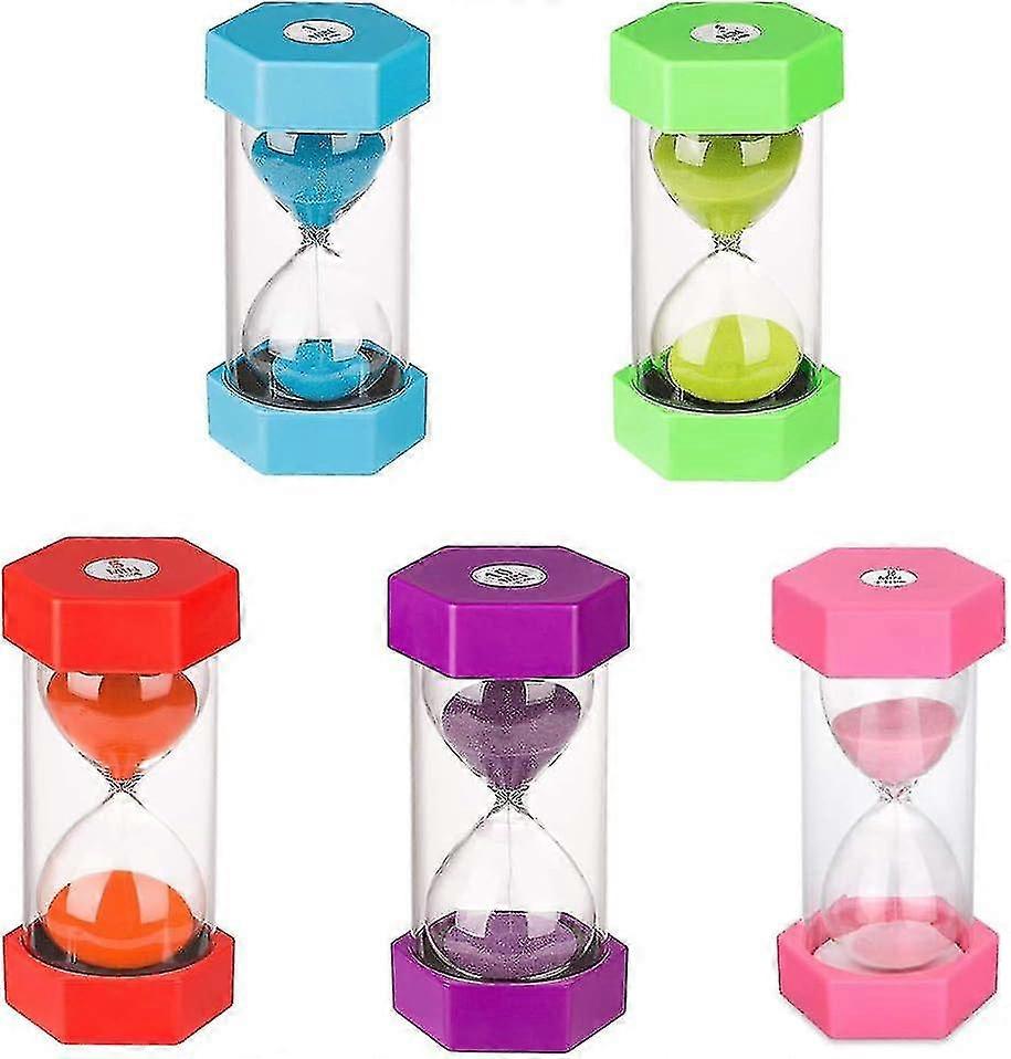 Sæt med 5 timeglas til børn, timeglasfunktion, timeglasfarver, køkkenur, køkkentimer med timeglas, 3, 5, 10 og 30 minutter...
