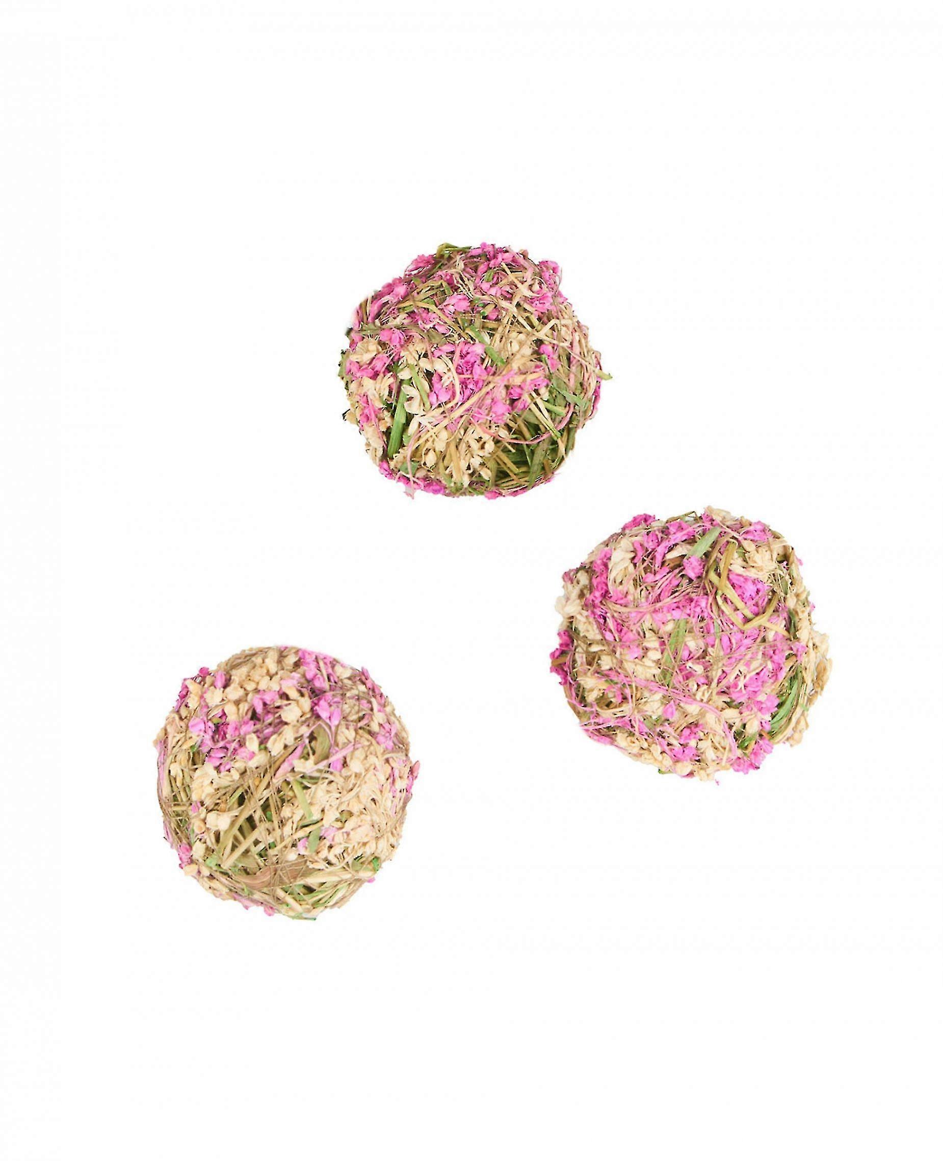 4 Palline decorative fiori naturali bianchi e rosa 5 cm