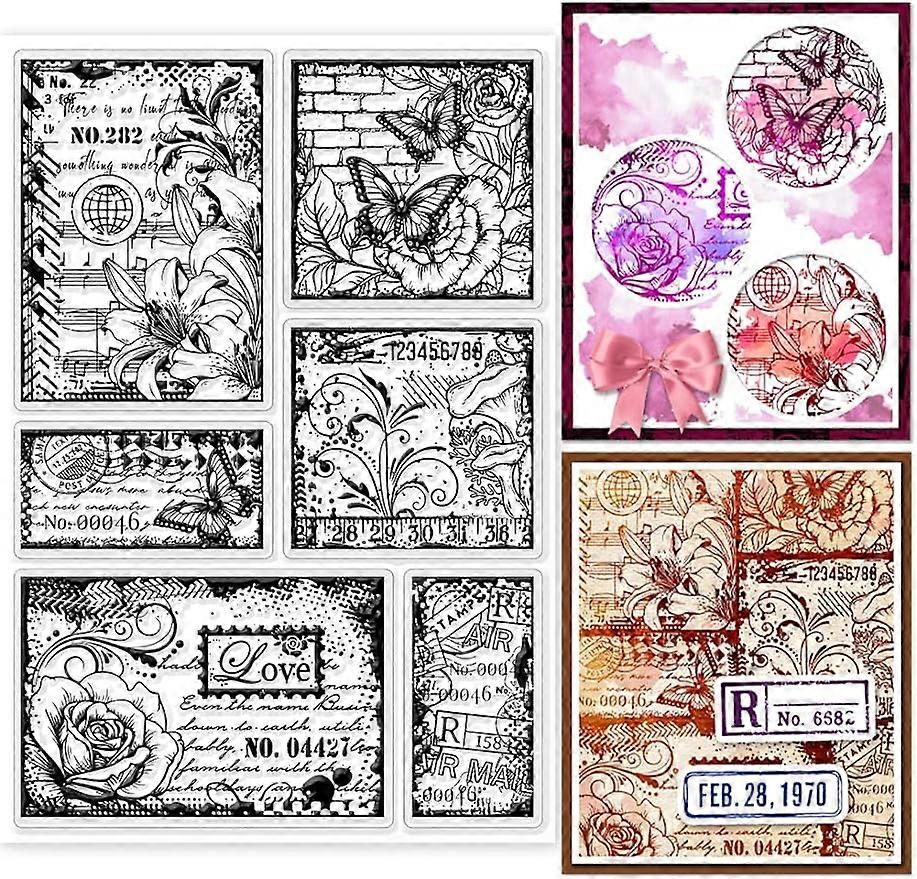 1Sheet Vintage Background Silicone Clear Stamp