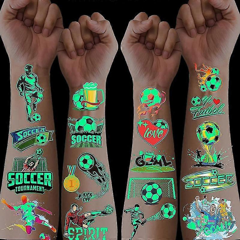 Luminous Temporary Tattoo For Kids,10 Sheets Luminous Soccer Ball Temporary