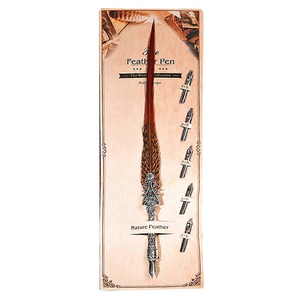 古典的なヴィンテージフェザー万年筆書道クイルディップペン家の装飾ギフト(02#)