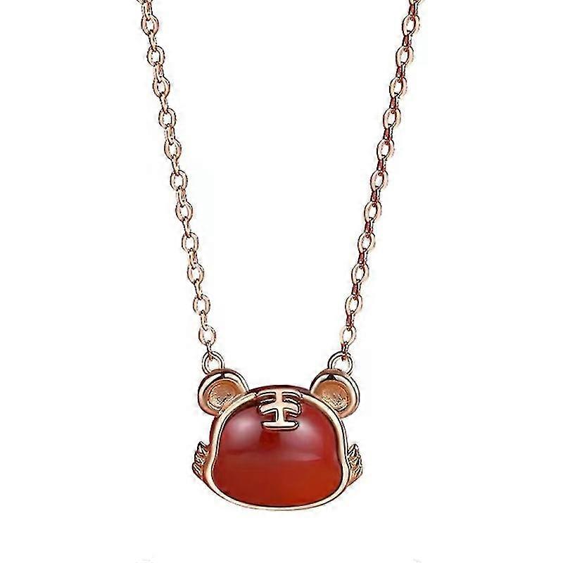 1pc zodiac tiger design necklace creative agate neck chain unique chocker red