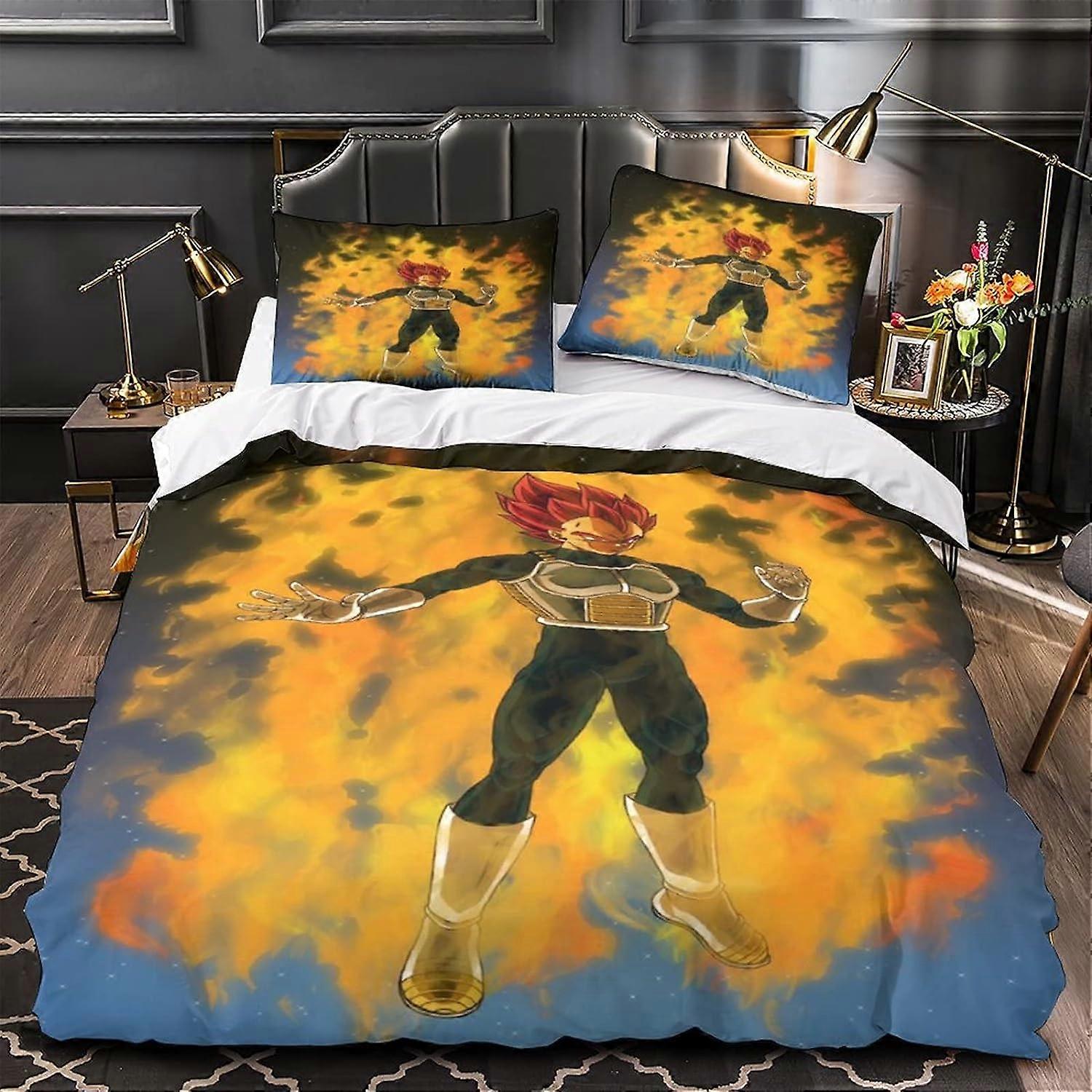 Goku Sängkläder Påslakan Set Elektroniska Spel Mönster D Varmblodig Kingcraft Sängkläder Set för barn pojkar, dold dragkedja stängning M