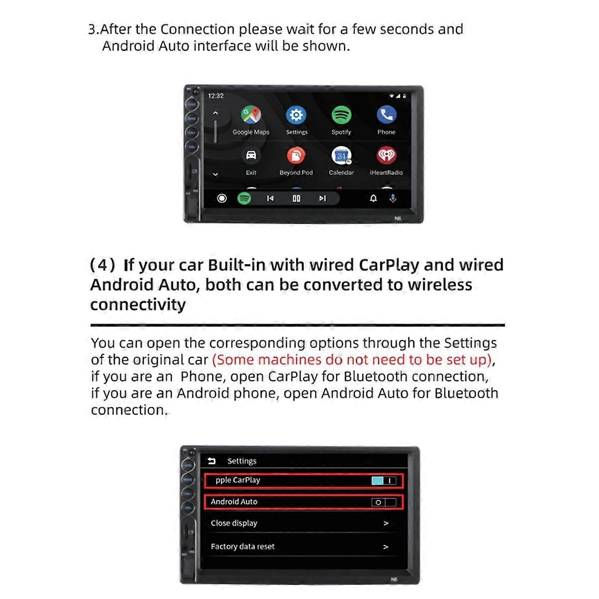 Wireless Carplay Adapter - Convert Wired to Wireless Carplay Dongle Plug & Play - for IOS and for Android Auto