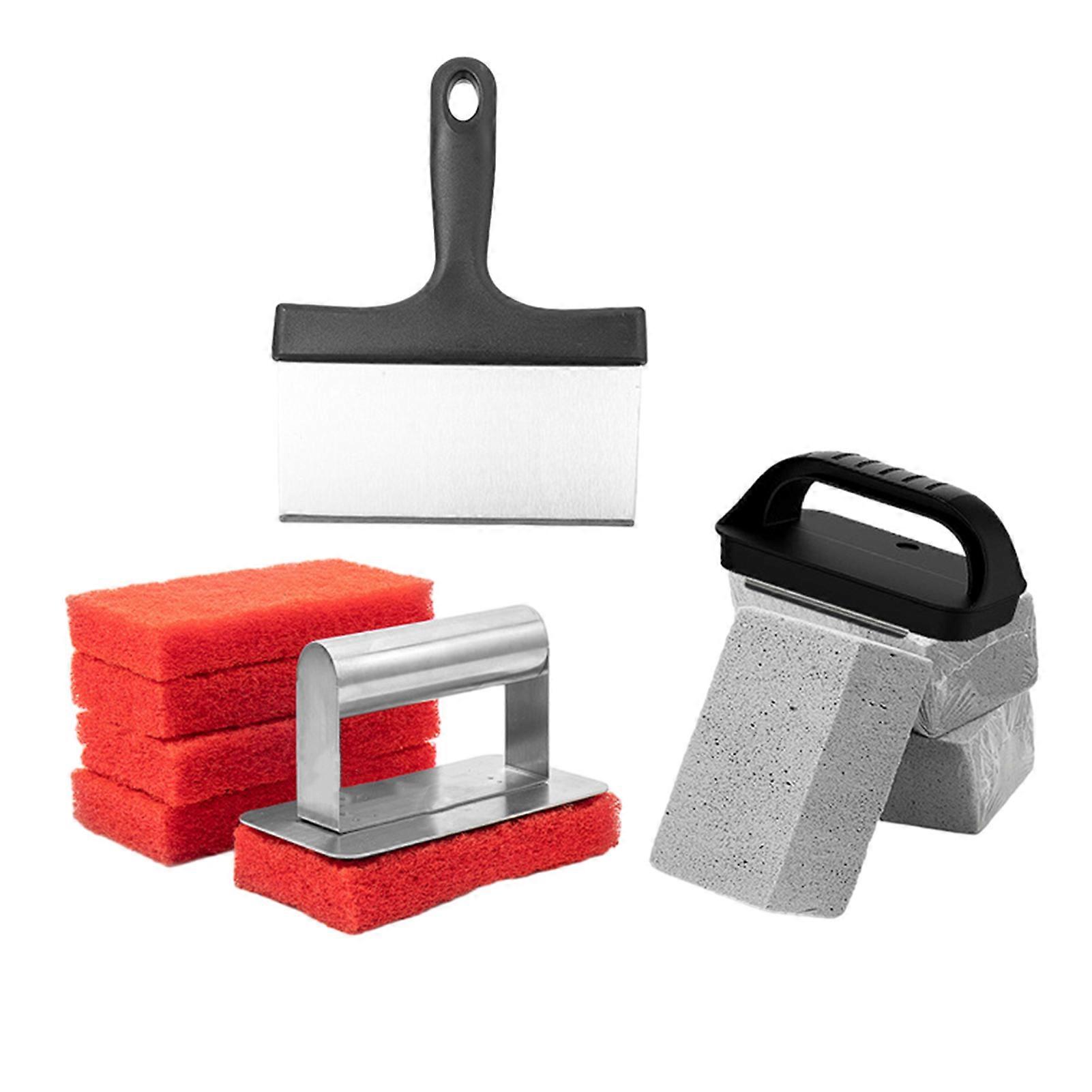 11Pcs Griddle Cleaning Kit Professional Grill Cleaner Tool Set with 2 Handles 1 Scraper 3 Stones And 5 Brushes Heat-Resistant Deep Cleaning Grill Acce