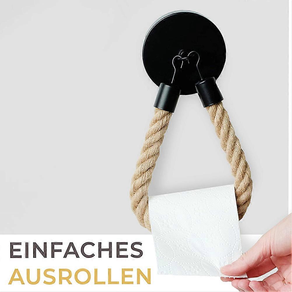 Nautical Roll Paper Holder with 50cm Rope Industrial Wall Mounted Rustic Towel Ring Multifunctional