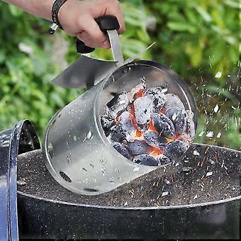 Hi Kamin Holzkohleanzünder mit Griff 16,5 cm silber
