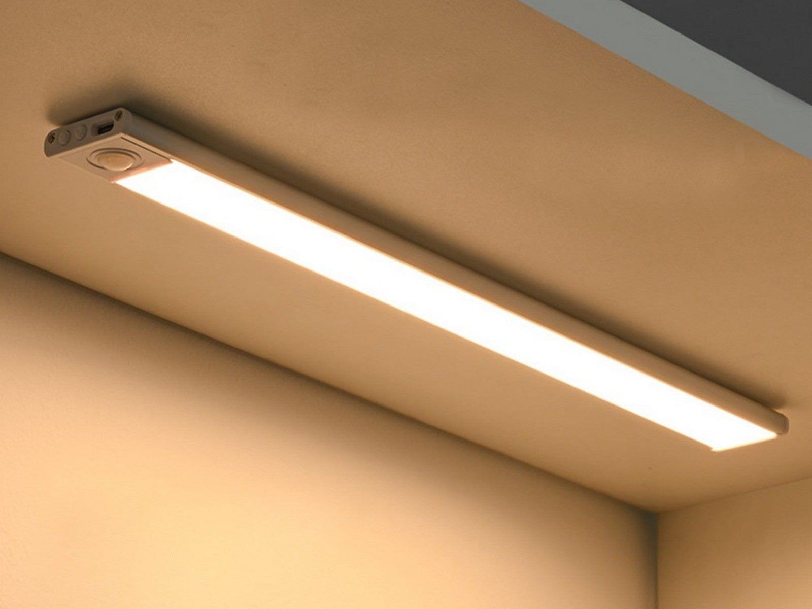 60cm Under Closet Motion Sensor Light Rechargeable Dimmable Cabinet Lamp Silver