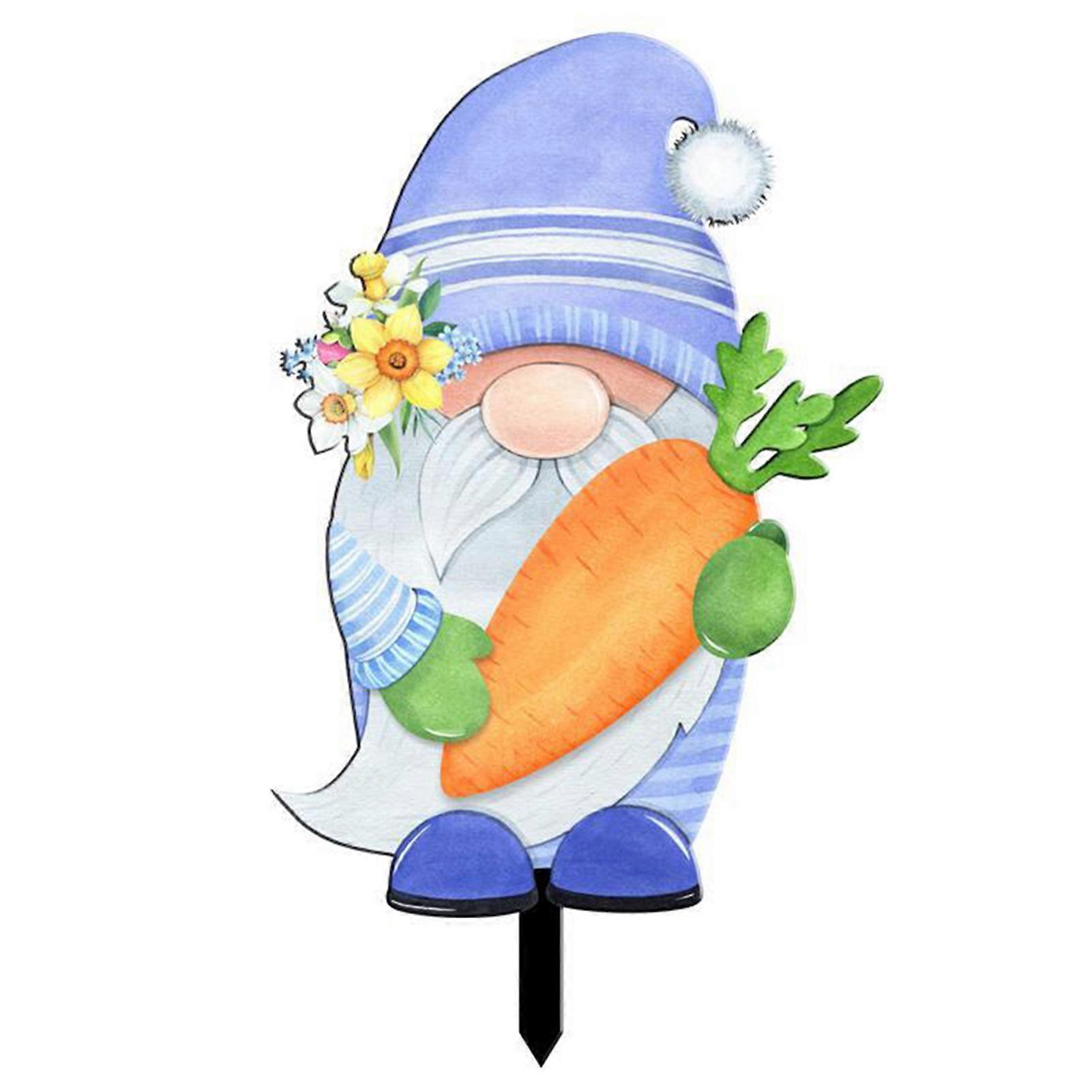 Easter Gnomes with Carrot Yard Signs Double-Sided Printing Pathway Markers for Outdoor Patio Yard Lawn Garden