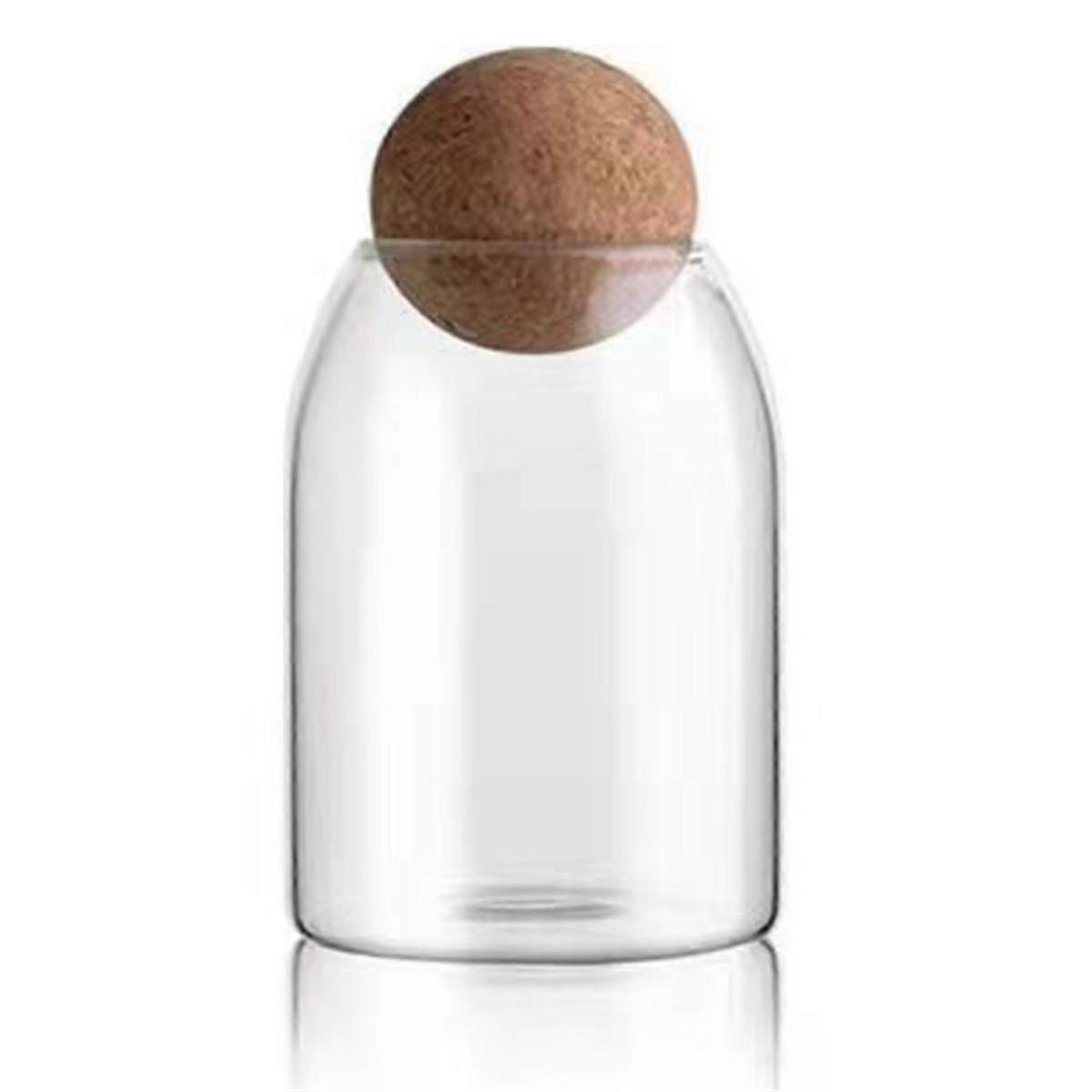 Clear Glass Bottles, Glass Food Storage Containers with Airtight Round Cork, for Candy, Nut, Spice
