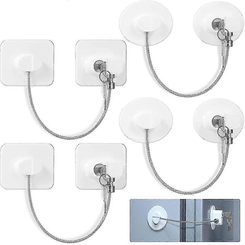 4 Pieces Fridge Lock Refrigerator Lock With 8 Key, Freezer Lock Child Safety Cabinet Lock With Adhesive For Kitchen Appliance, Openable Furniture, Sli