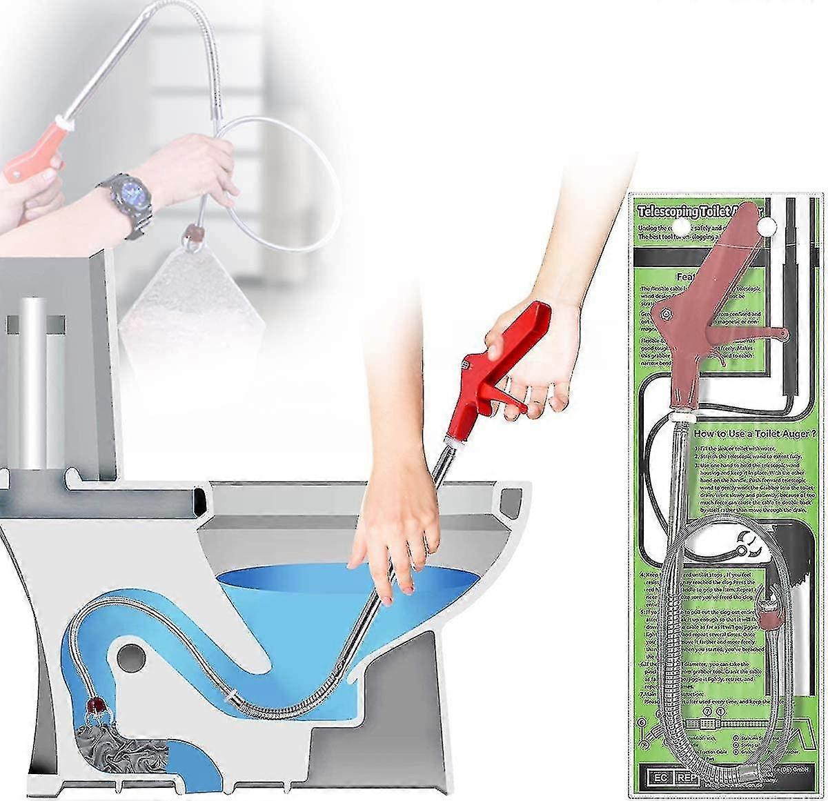 1.3m Ferret Toilet Drain Unclog, Hand Crank Unclog With Eagle Claw