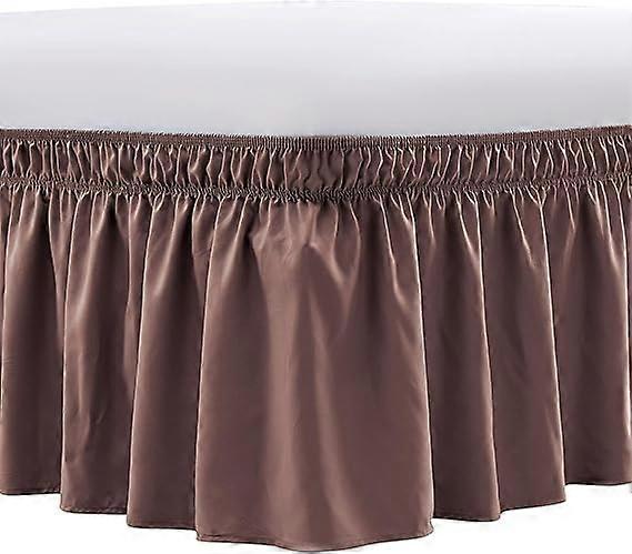 Twin Bed Skirt, Elastic Wrap Around Bed Skirt Twin Bed, Easy Fit with , Hotel Quality Bed Skirts for Adjustable Bed (Brown) 100*200cm+40cm