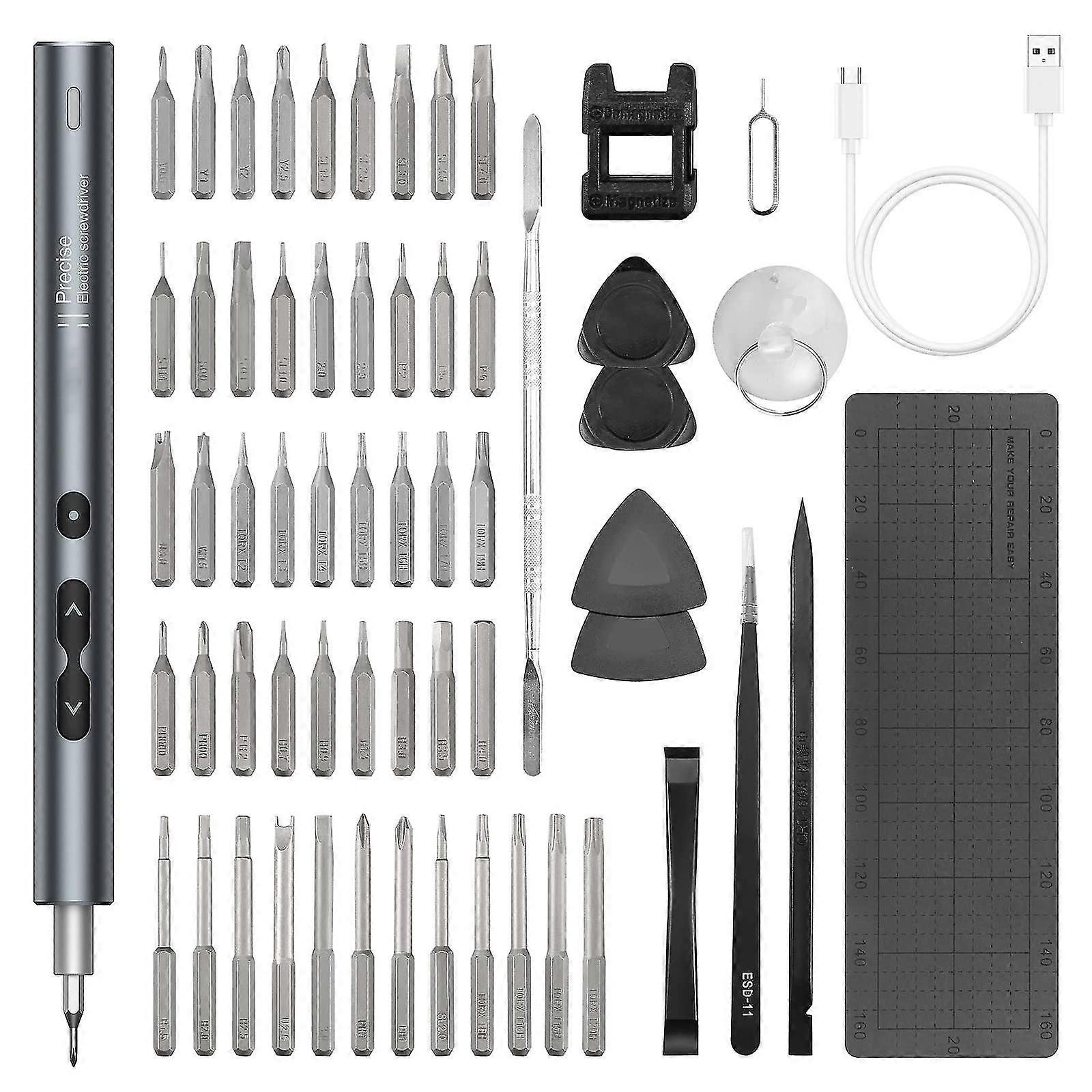 Mini Electric Screwdriver, 62 In 1 Precision Screwdrivers Set With 48 Bits And Type-c Usb Cable For