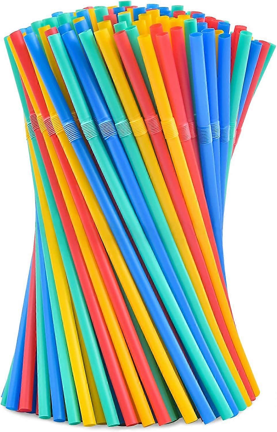 Plasticless 100 PCS Disposable Drinking Straws 10.2 "  Colorful