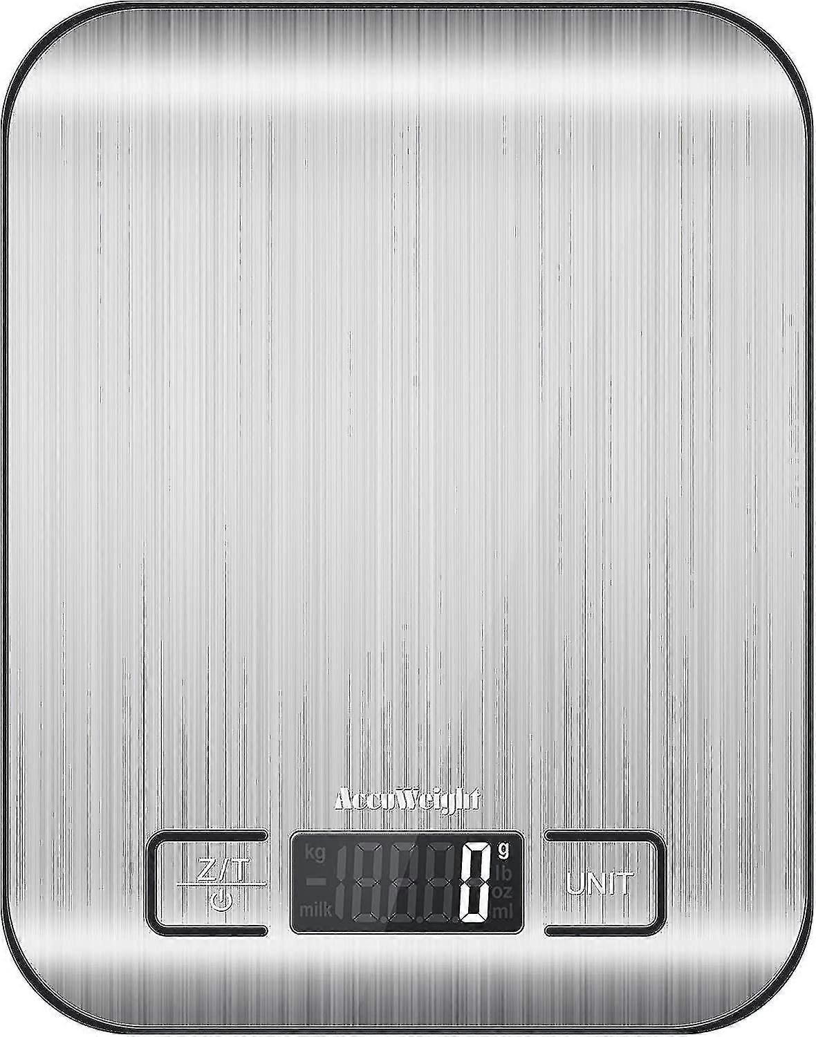 Digital Kitchen Scale With Backlit Lcd Display Multifunctional Stainless Steel Scale Measure In Grams, Zero Function, 5 Kg