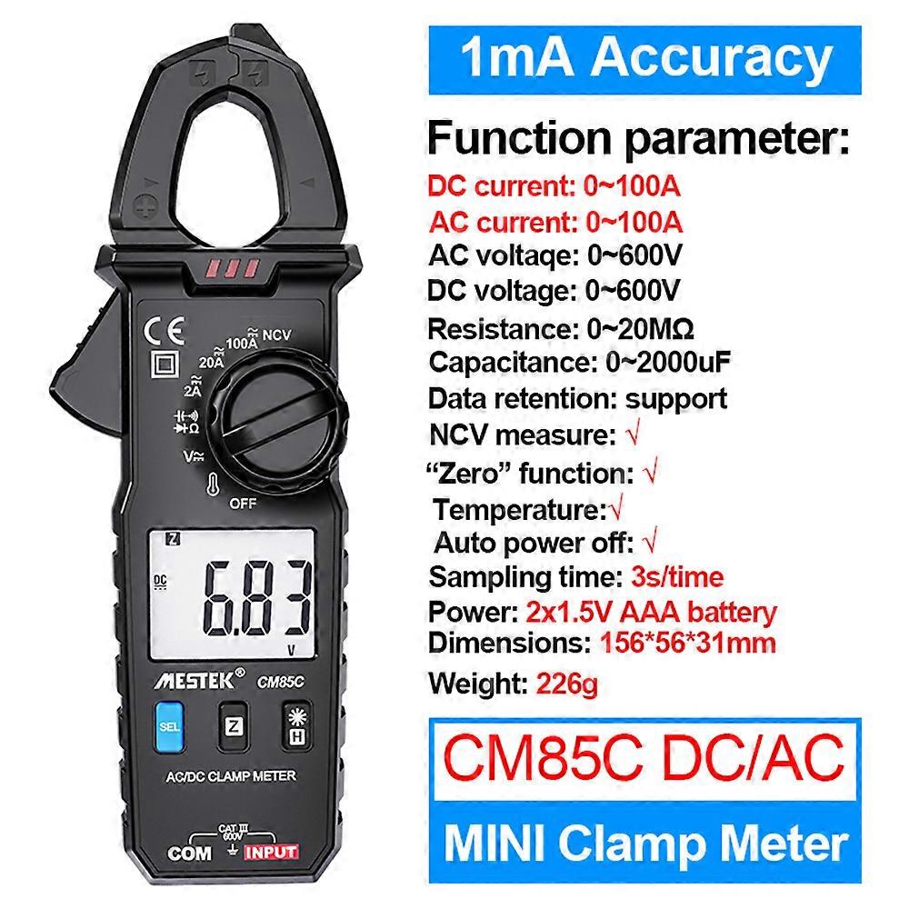 DC Current Digital Clamp Meter True RMS AC/DC Current Voltage Auto Range Multimeter Capacitance NCV Current Clamp