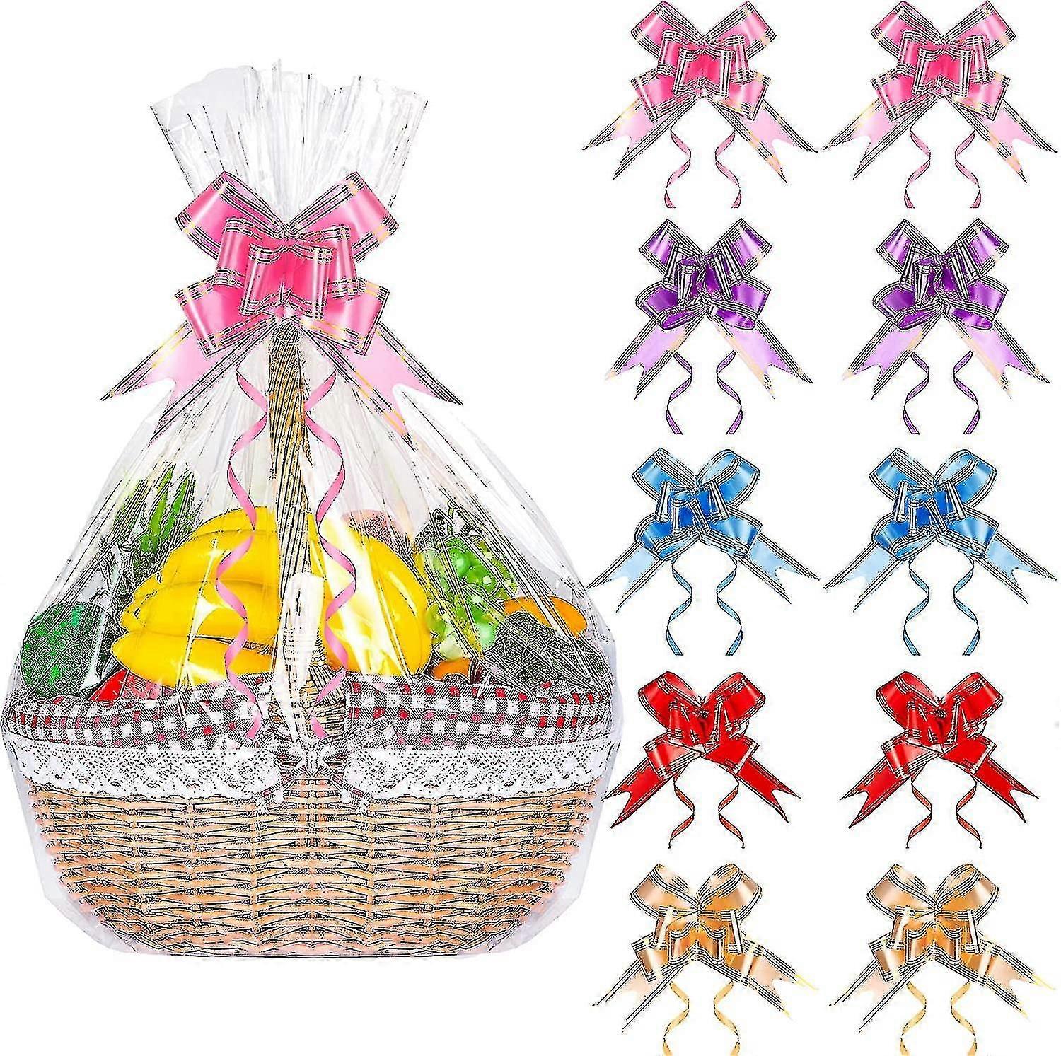 10 pack cellofan presentkorg väskor med dragbågar cellofan wrap stora väskor